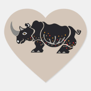Sticker Cœur I love RHINOS - Faune - Nature - En voie de dispar