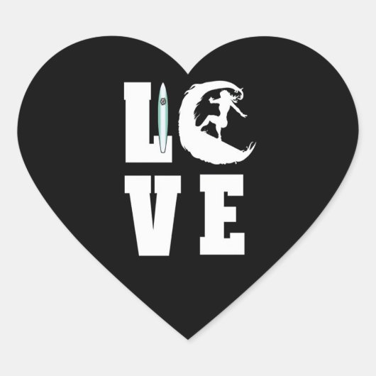 Sticker Cœur I Love Surfing Surf Amateurs (Devant)