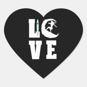 Sticker Cœur I Love Surfing Surf Amateurs de fans