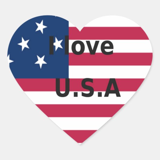 Sticker Cœur I Love U.S.A. Swirl : Patriotic Heart Art Imprimer (Devant)