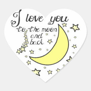Sticker Cœur I love you to the moon and back