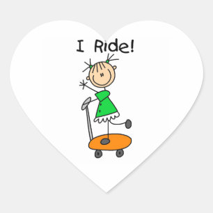Sticker Cœur I Ride - Girl on Scooter