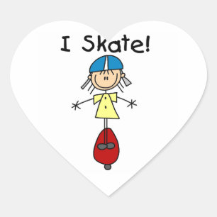 Sticker Cœur I Skate Skateboard Girl