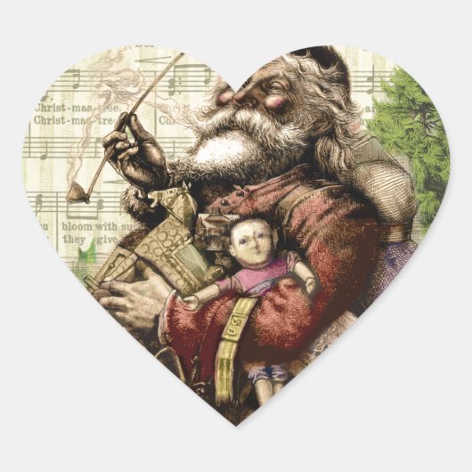 Sticker Cœur Illustration classique de l'arbre du Père Noël joy (Devant)