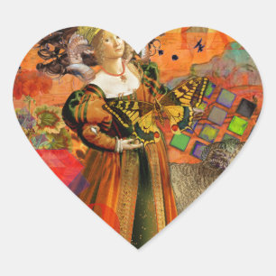 Sticker Cœur Illustration gothique de la femme Aries Orange