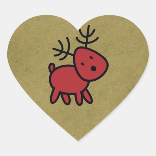 Sticker Cœur Illustration Red Christmas Reindeer (Devant)