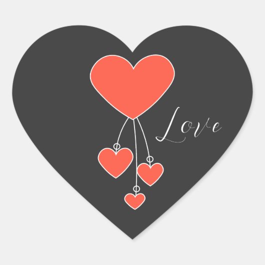 Sticker Cœur Illustration simple avec coeur écarlate Amour (Devant)