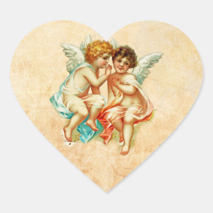 Sticker Cœur Illustration vintage Ephemera Angel Cherubs