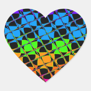 Sticker Cœur Image miroir arc-en-ciel à carreaux multicolores