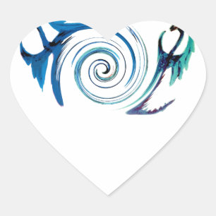 Sticker Cœur Imaginaire Animal Dancing Bleu Dragons