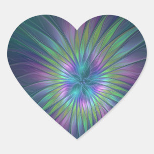Sticker Cœur Imaginaire brillant coloré Fleur Abstrait Fractal