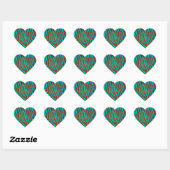 Sticker Cœur Impression Brown et Turquoise Zebra (Feuille)