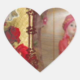 Sticker Cœur Impression d'art graphique de portrait de poupée d