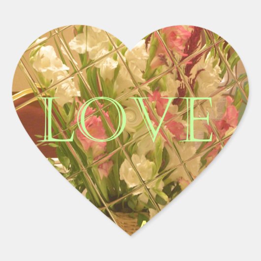 Sticker Cœur Impression des fleurs reflétées (Devant)