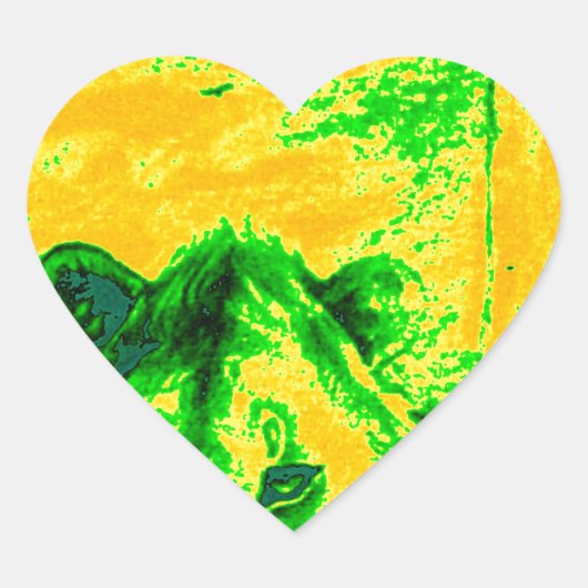 Sticker Cœur Impression Fluorante Lion Art Vision Night (Devant)