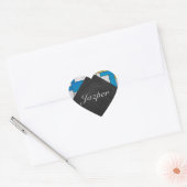 Sticker Cœur Impression Mondrial jaune rose (Enveloppe)