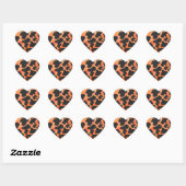 Sticker Cœur Impression noire et orange de vache (Feuille)