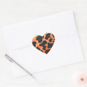 Sticker Cœur Impression noire et orange de vache (Enveloppe)