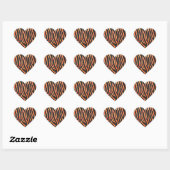 Sticker Cœur Impression noire et orange Zebra (Feuille)
