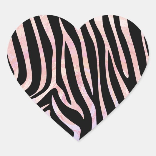 Sticker Cœur Impression noire et rose Zebra (Devant)