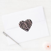 Sticker Cœur Impression noire et rose Zebra (Enveloppe)
