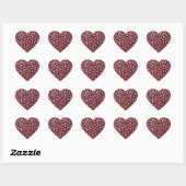 Sticker Cœur Impression noire et rouge dalmate (Feuille)