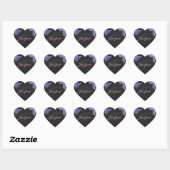 Sticker Cœur Impression noire violet mondriaque (Feuille)