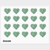 Sticker Cœur Impression verte et blanche Zebra (Feuille)