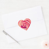 Sticker Cœur imprimé rose corail (Enveloppe)