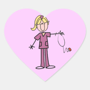 Sticker Cœur Infirmière blonde en bâtonnets féminins