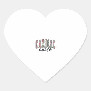 Sticker Cœur Infirmière cardiaque à motif floral et lettrage un