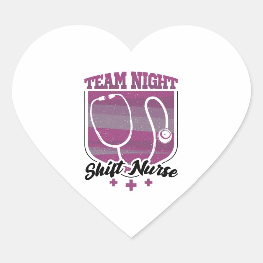 Sticker Cœur Infirmière de quart de nuit (Devant)