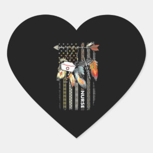 Sticker Cœur Infirmière de style natif drapeau américain