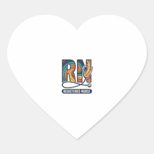 Sticker Cœur Infirmière diplômée IR Vintage Rainbow Vector Desi