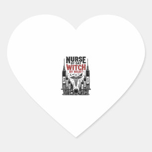 Sticker Cœur Infirmière le jour sorcière la nuit Design Hallowe