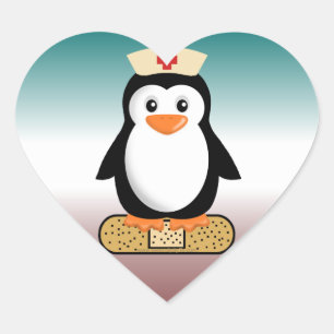 Sticker Cœur Infirmière Penguin (avec bandaid)