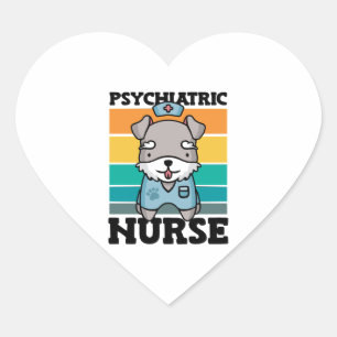 Sticker Cœur Infirmière psychiatrique Amoureux des chiens Journ