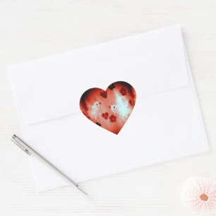 Sticker Cœur Inséparables de White Doves Red Hearts