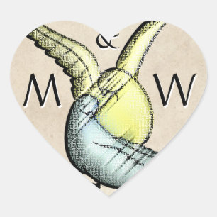 Sticker Cœur Inséparables rustiques (Stickers en forme de coeur