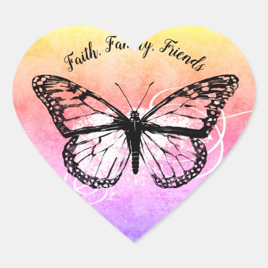 Sticker Cœur Inspiration papillon Rainbow Faith Friends (Devant)
