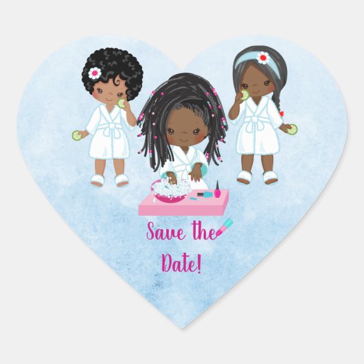 Sticker Cœur Invitation du parti Spa afro-américain (Devant)