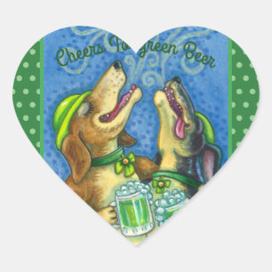 STICKER CŒUR IRLANDAIS HOUND CHIENS, ST. PATRICK'S DAY GREEN BE