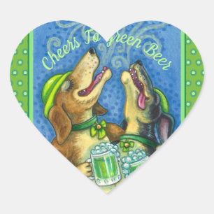 STICKER CŒUR IRLANDAIS HOUND CHIENS, ST. PATRICK'S DAY GREEN BE