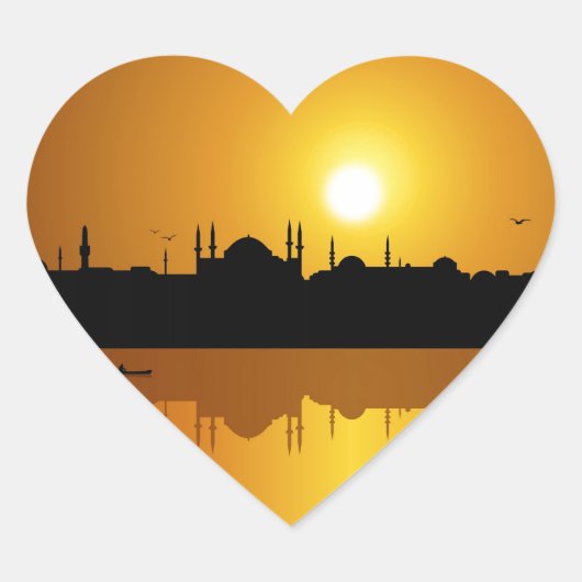 Sticker Cœur Istanbul et coucher de soleil (Devant)