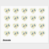 Sticker Cœur Ivory Pastel Lovebirds Romantique Bluebirds Mariag (Feuille)