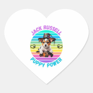 Sticker Cœur Jack Russell Portrait Chiot Avec Thème Hallowen