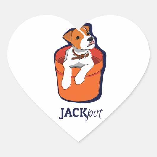 Sticker Cœur "Jackpot" Jack Russell Terrier (Devant)