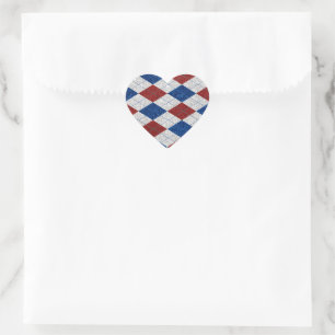 Sticker Cœur Jacquard rouge, blanc, bleu 4 juillet Parties scin