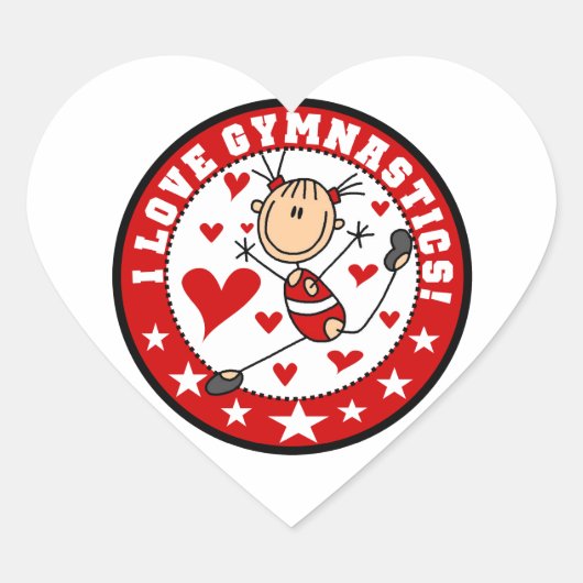 Sticker Cœur J'adore la gymnastique (Devant)