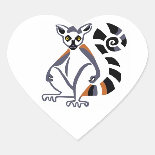 Sticker Cœur J'adore les LEMURS à queue cerclée - Faune - Madag (Devant)